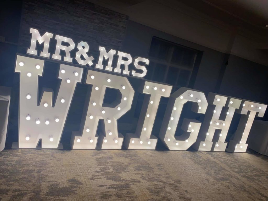 mr and mrs surname light up letters